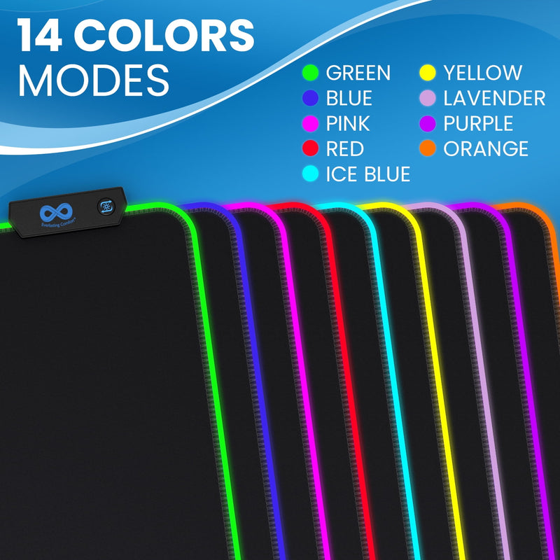 Everlasting Comfort Gaming Mouse Pad - Large Oversized Mouse Pad with Wrist Support, 14 Color Modes, Waterproof Gaming Accessories (Black)