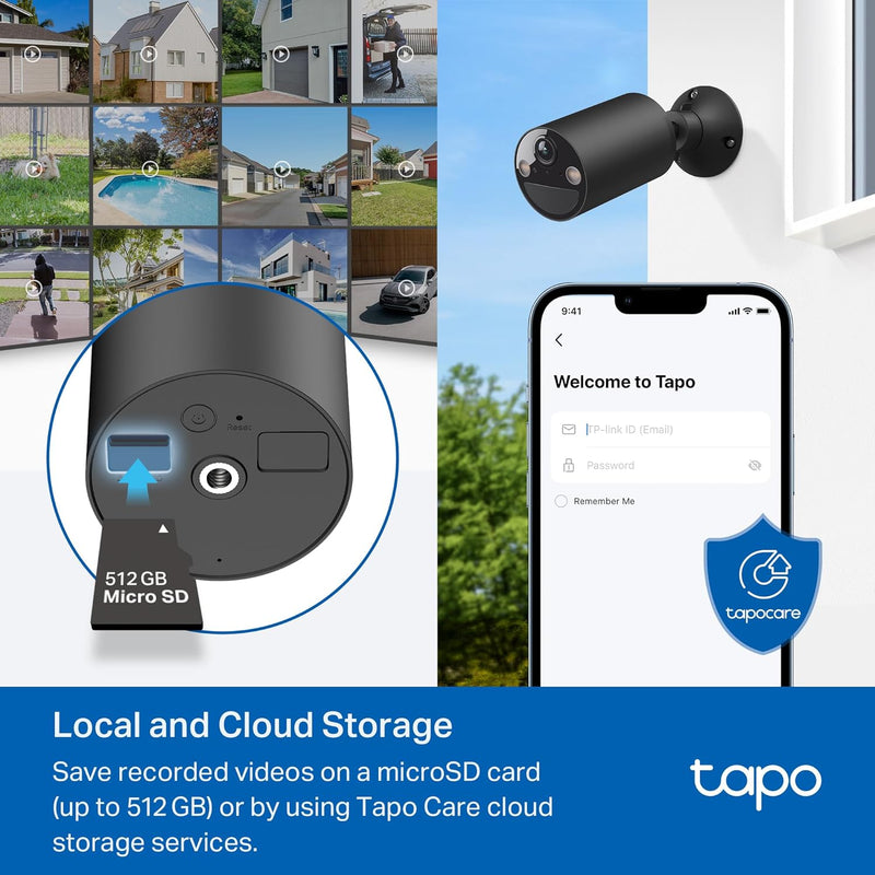 TP-Link 𝗧𝗮𝗽𝗼 SolarCam C402 Kit, Outdoor Battery Camera w/Solar Panel Base, Wireless, 1080P, Free Person/Vehicle Detection, SD/Cloud Storage, Color Night Vision, No Hub Needed, Works w/Alexa