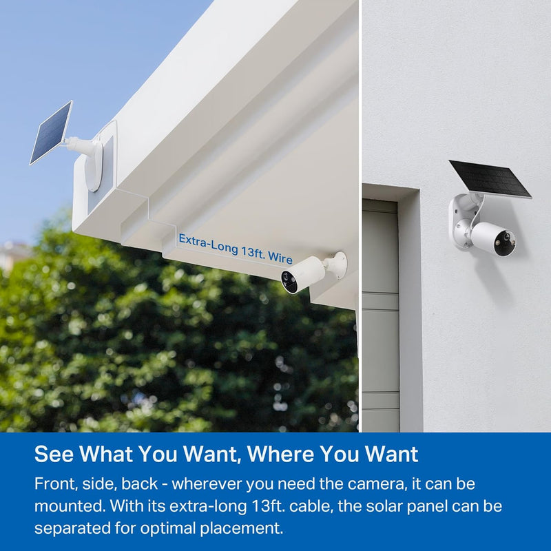 TP-Link 𝗧𝗮𝗽𝗼 SolarCam C402 Kit, Outdoor Battery Camera w/Solar Panel Base, Wireless, 1080P, Free Person/Vehicle Detection, SD/Cloud Storage, Color Night Vision, No Hub Needed, Works w/Alexa