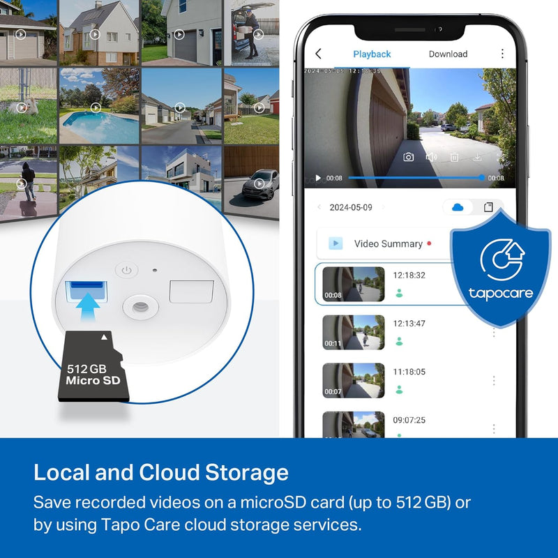 TP-Link 𝗧𝗮𝗽𝗼 SolarCam C402 Kit, Outdoor Battery Camera w/Solar Panel Base, Wireless, 1080P, Free Person/Vehicle Detection, SD/Cloud Storage, Color Night Vision, No Hub Needed, Works w/Alexa