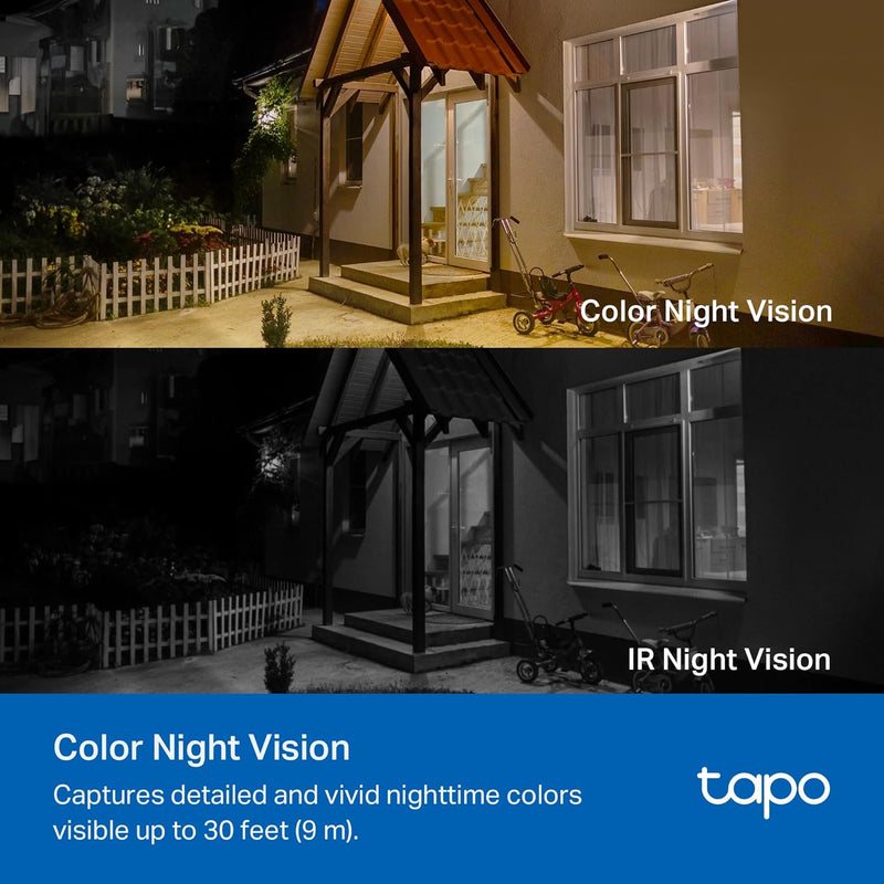 TP-Link 𝗧𝗮𝗽𝗼 SolarCam C402 Kit, Outdoor Battery Camera w/Solar Panel Base, Wireless, 1080P, Free Person/Vehicle Detection, SD/Cloud Storage, Color Night Vision, No Hub Needed, Works w/Alexa