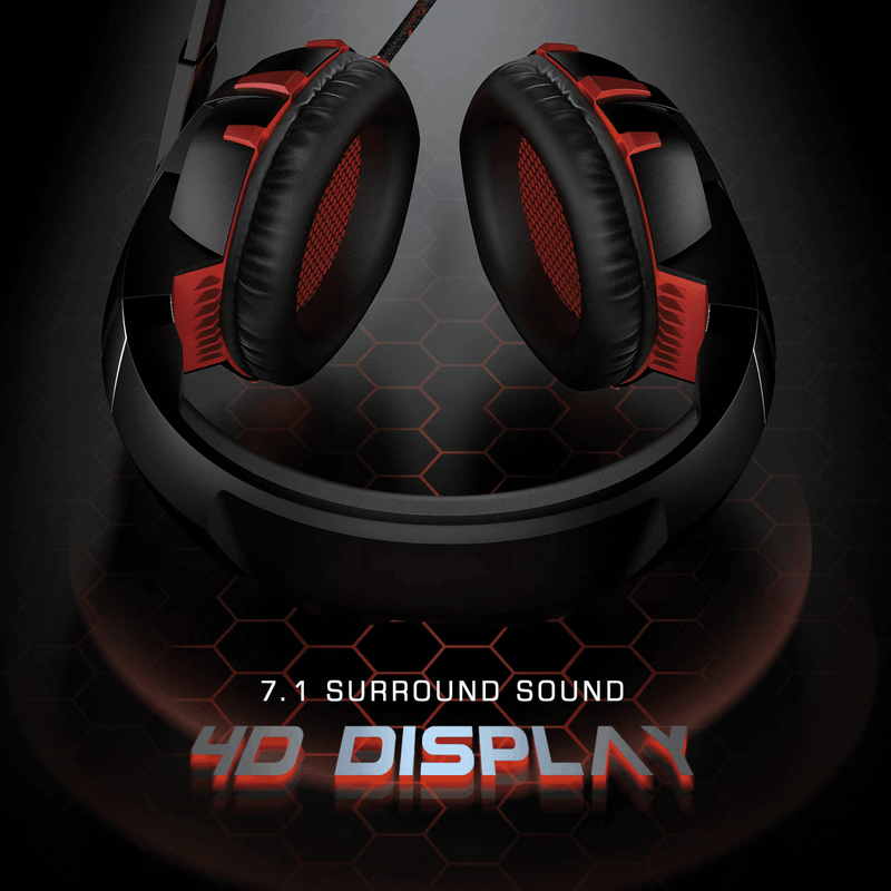 RUNMUS Gaming Headset with Noise Canceling Mic for PS4, Xbox One, PC, Mobile, 7.1 Surround Sound Headphone with LED Light for Kids Adults