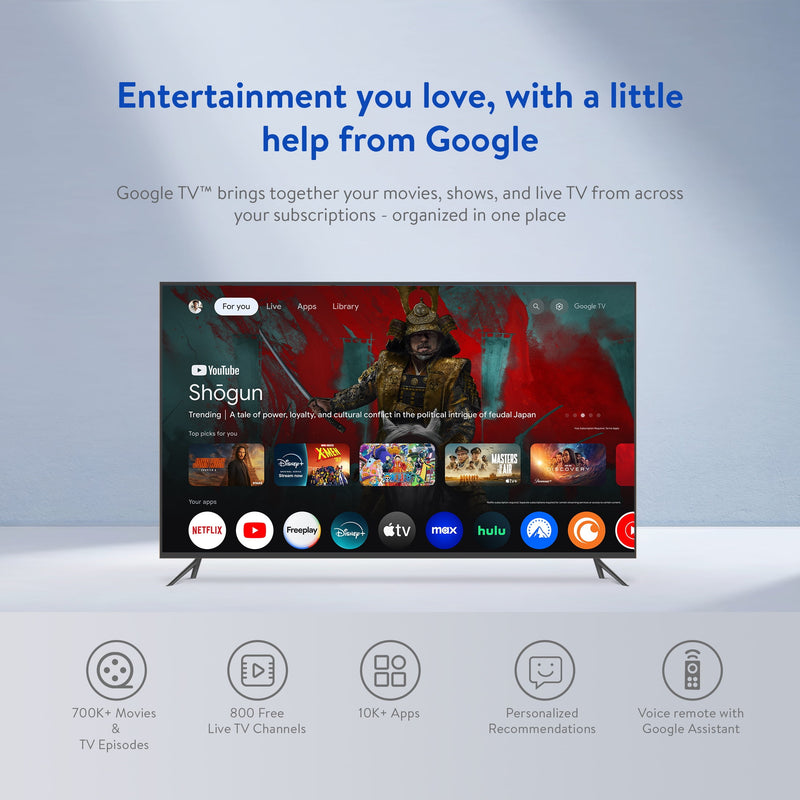onn 4K Plus Streaming Device, Google TV - Ultra-fast Streaming, Stunning 4K UHD, 16GB Storage, 2GB RAM, Dolby Vision & Atmos, Remote with Voice Control