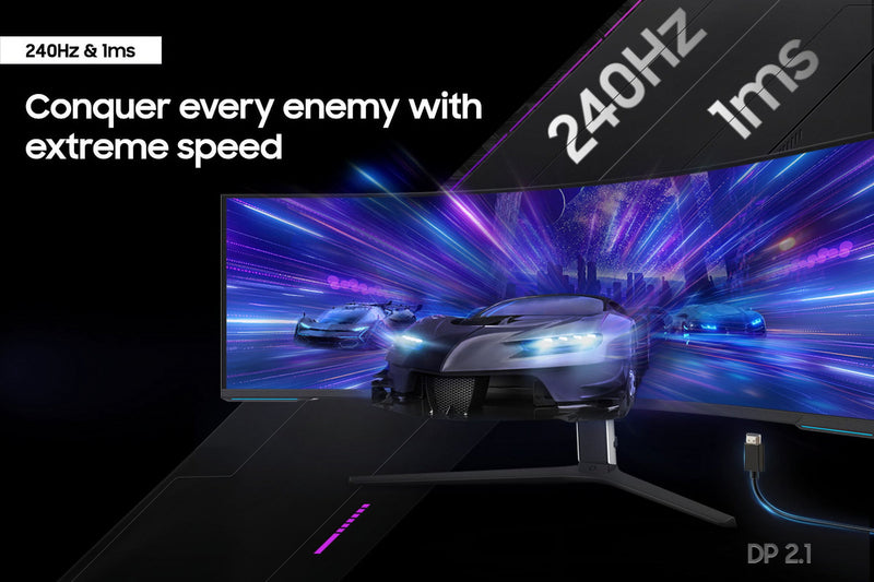 SAMSUNG 57" Odyssey Neo G9 Dual 4K UHD Quantum Mini-LED 240Hz 1ms HDR 1000 Curved Gaming Monitor