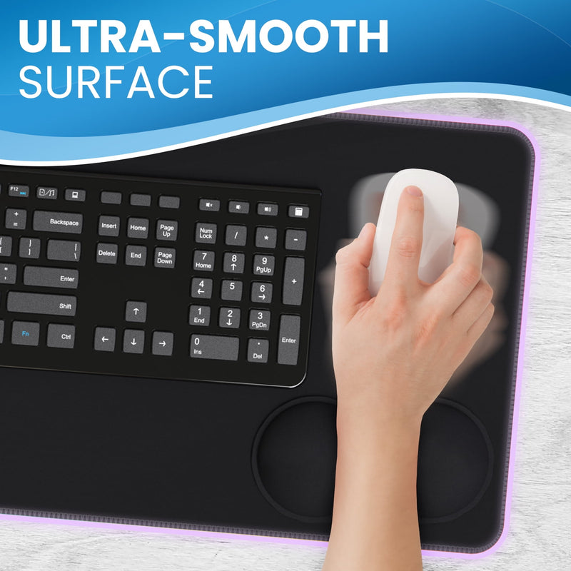 Everlasting Comfort Gaming Mouse Pad - Large Oversized Mouse Pad with Wrist Support, 14 Color Modes, Waterproof Gaming Accessories (Black)