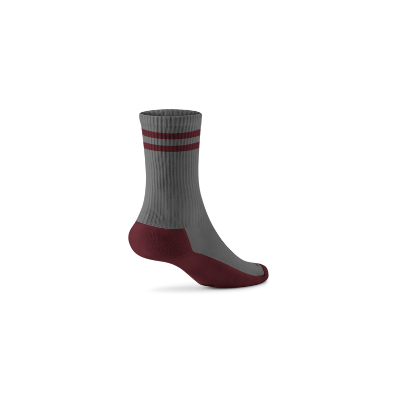 Anytime Crew Sock - Medium Grey/Hazy Burgundy Stripe