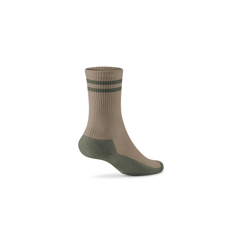 Anytime Crew Sock - Rugged Beige/Thunder Green Stripe