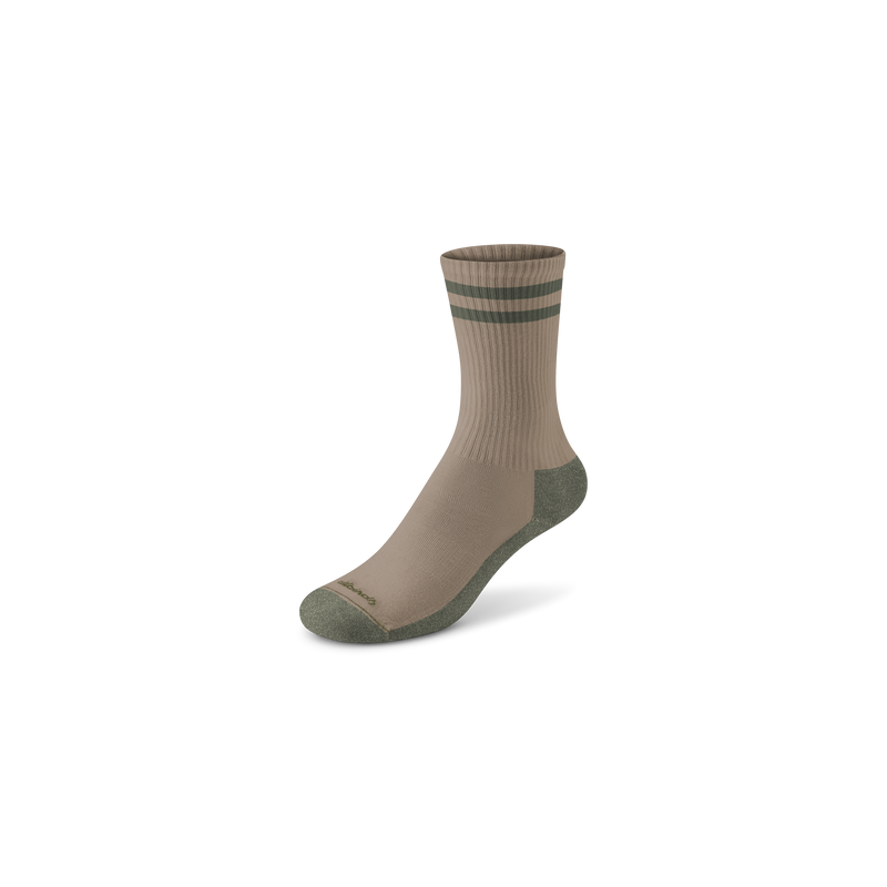 Anytime Crew Sock - Rugged Beige/Thunder Green Stripe