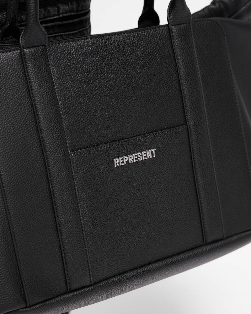 Faux Leather Holdall - Jet Black