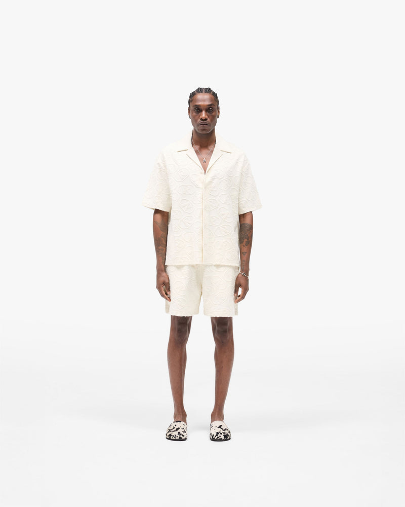 All Over Print Towel Short - Aged White