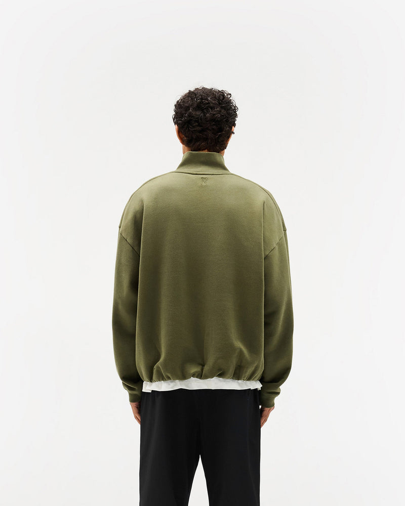 Initial Funnel Neck Quarter Zip Sweatshirt - Army Green