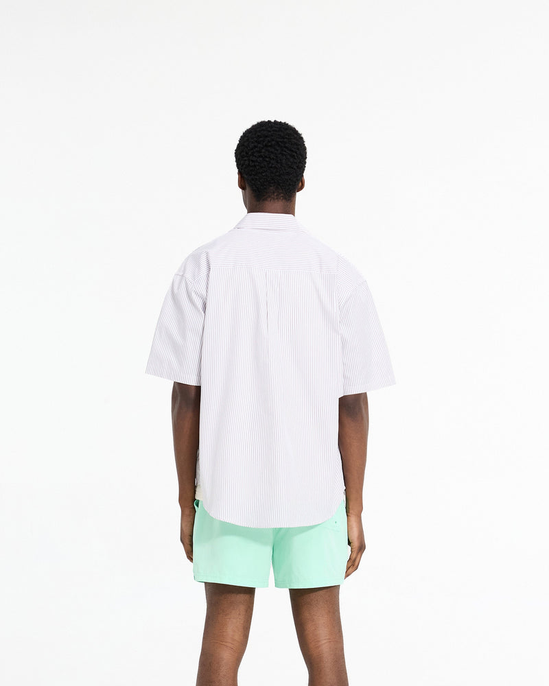 Short Sleeve Pinstripe Shirt - Grey