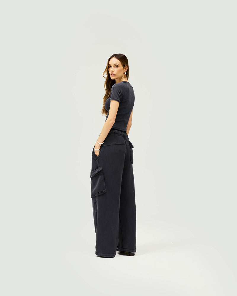 Initial Cargo Jogger - Washed Black