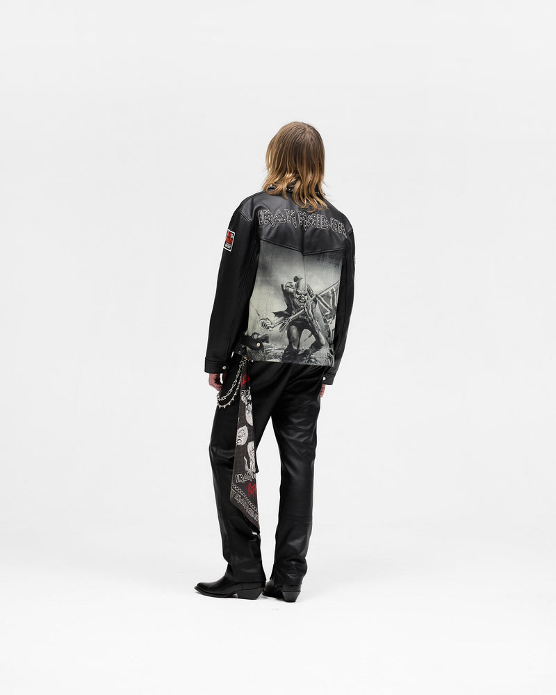 Represent X Iron Maiden Trooper Leather Jacket - Jet Black