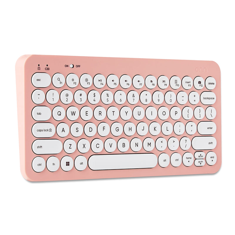 onn Mini Wireless Office Keyboard with USB Receiver, Pearl Blush Pink