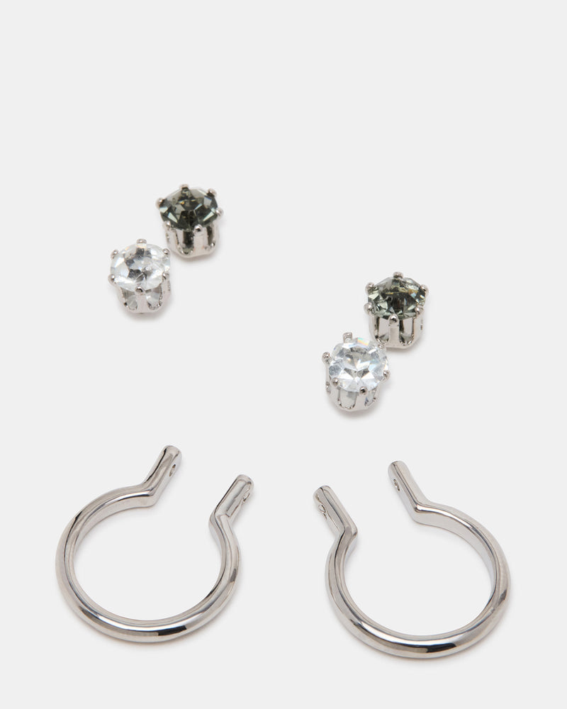 CRYSTAL EARRINGS SET BLACK/SILVER