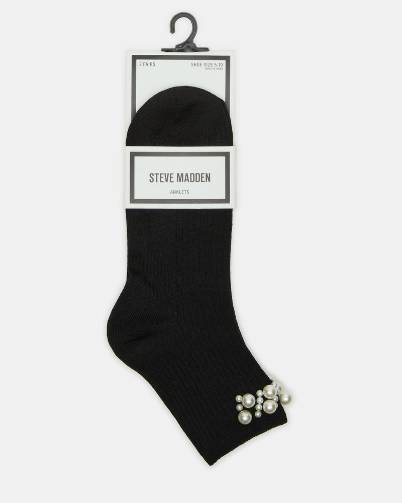 2 PACK PEARL ANKLET SOCKS BLACK MULTI