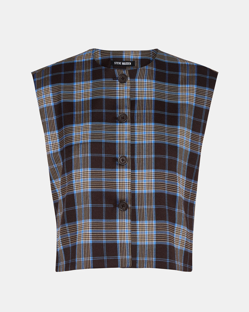 ALESSA TOP BROWN PLAID