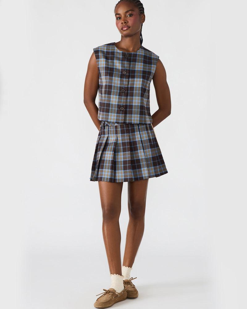 ALESSA TOP BROWN PLAID