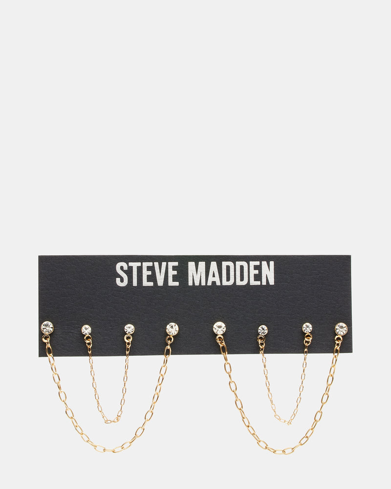 CRYSTAL CHAIN EARRINGS SET GOLD