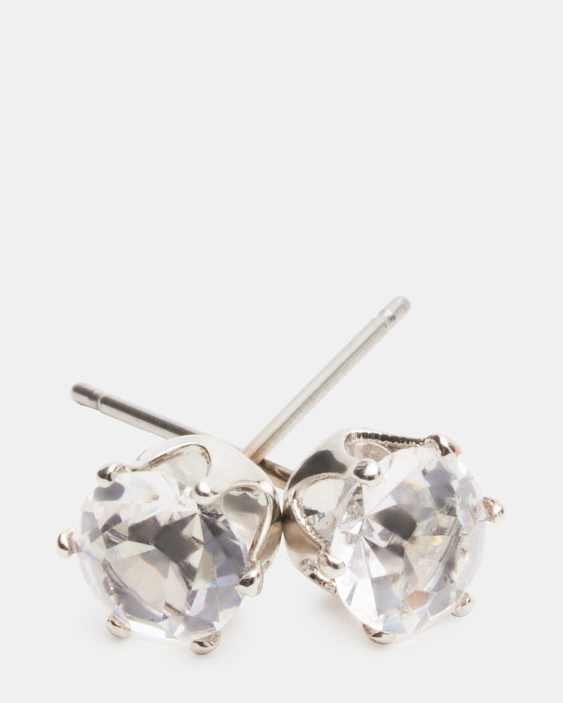 CRYSTAL STUD EARRINGS SILVER