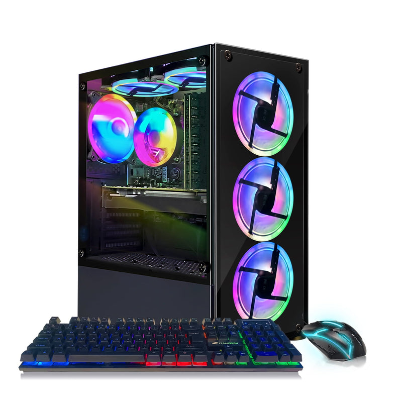 STGAubron Gaming Desktop PC, Intel Core i7 CPU, RTX 3050 6G, 16G RAM, 1T SSD, WiFi 6, BT 5.3, RGB Fan x4, Win 11 Home