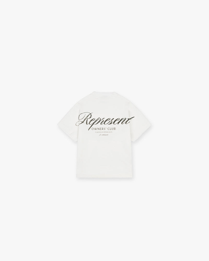 Represent Mini Owners Club Script T-Shirt - Flat White