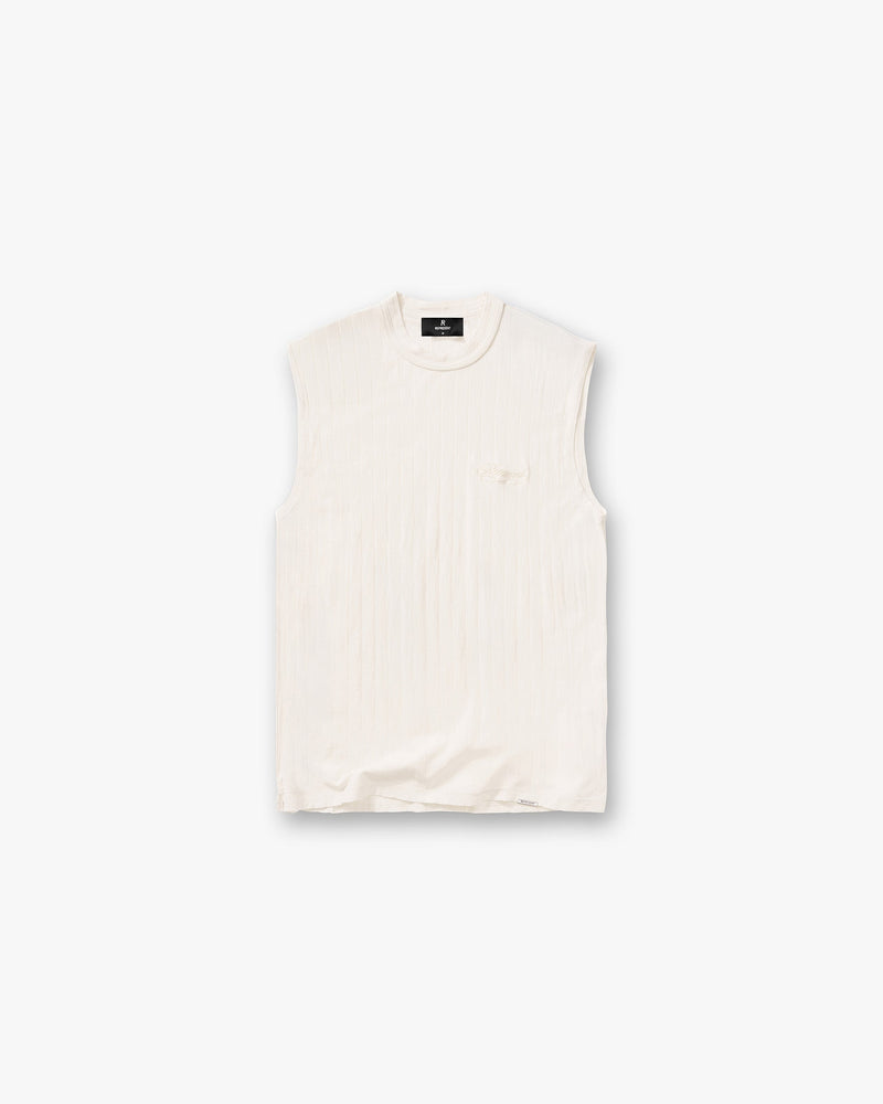 Slub Script Tank - Aged White