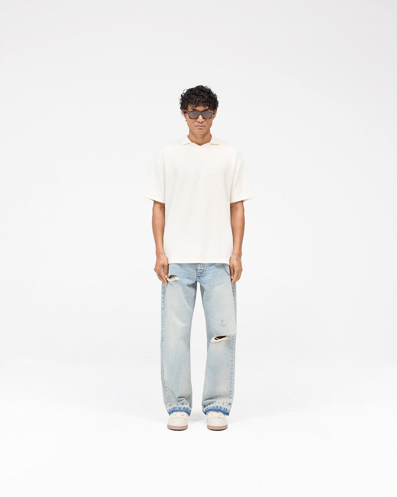 Ribbed Polo - Aged White