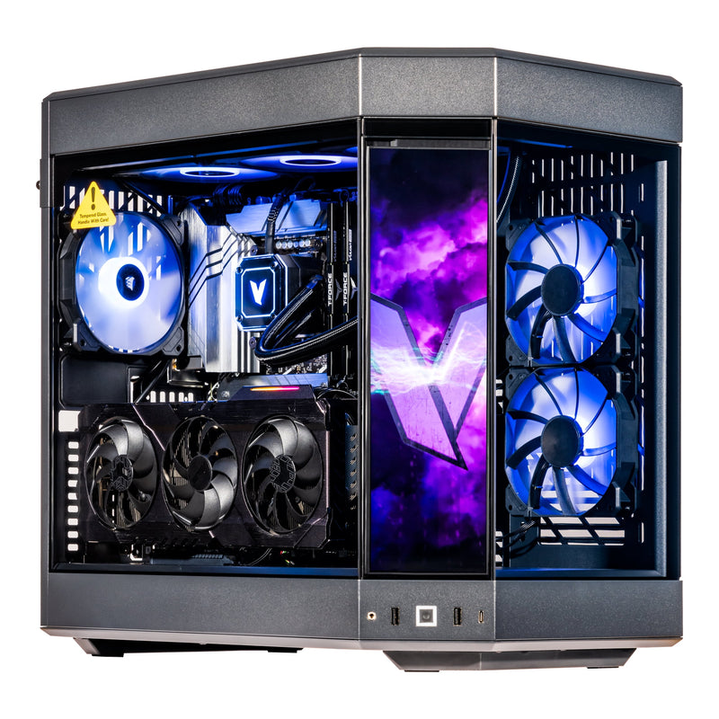 Velztorm LCD Black Praetix Custom Built Gaming Desktop PC (Intel i9-14900K, GeForce RTX 5080, 64GB DDR5, 2TB PCIe SSD + 6TB HDD, RGB Fans, 360mm AIO, 1000W PSU, WiFi 6E, Bluetooth 5.2, Win 11 Home)