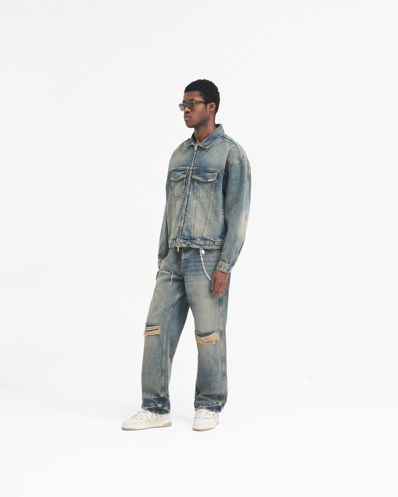R4 Denim Jacket - Blue Cream