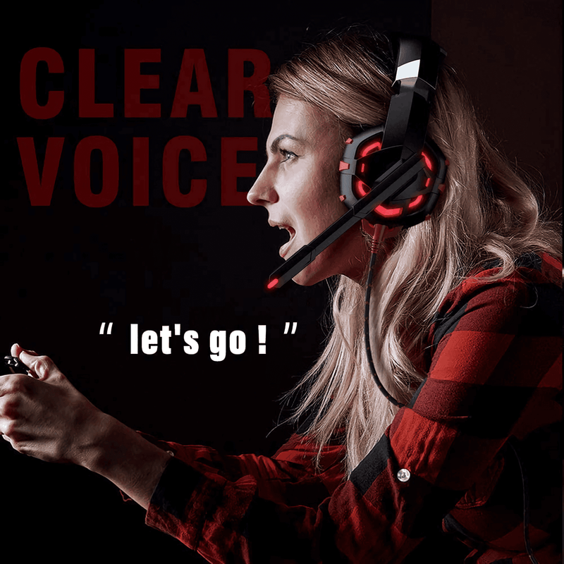 RUNMUS Gaming Headset with Noise Canceling Mic for PS4, Xbox One, PC, Mobile, 7.1 Surround Sound Headphone with LED Light for Kids Adults