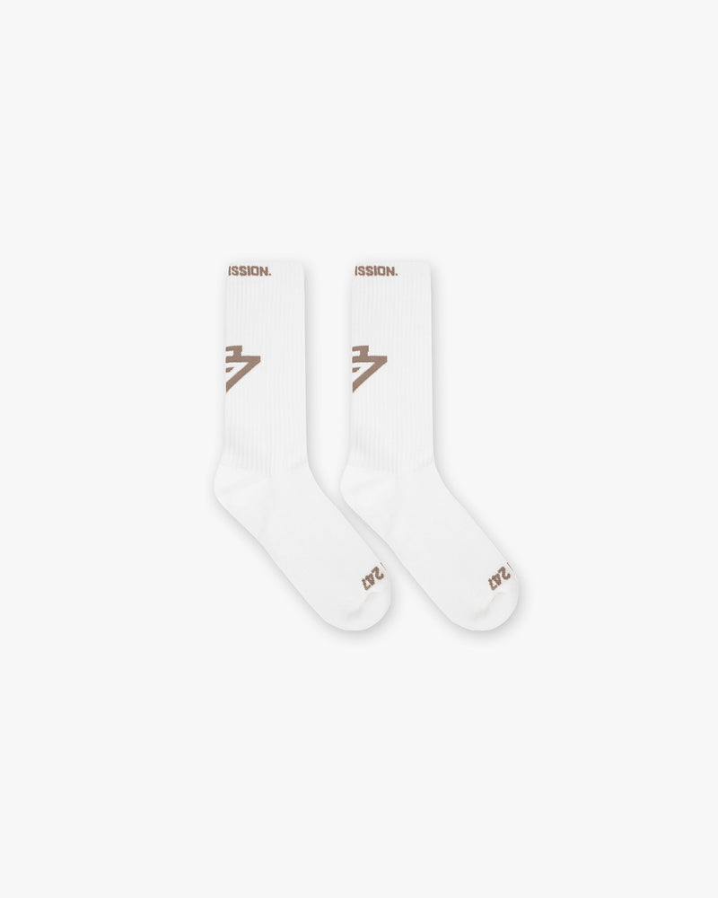 247 Logo Socks - Flat White