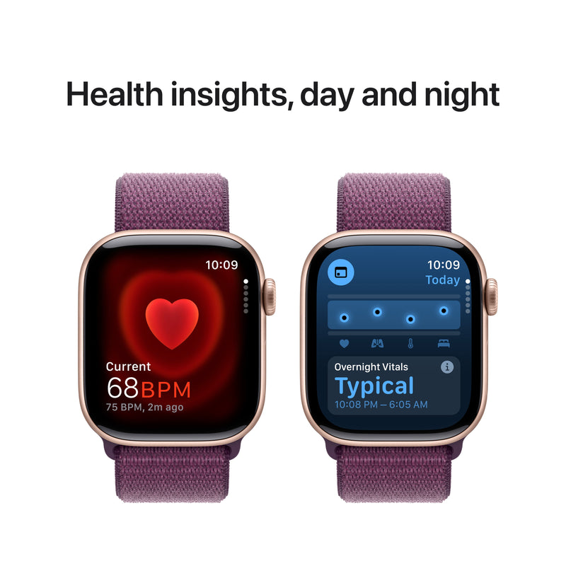 Apple Watch Series 10 GPS + Cellular 42mm Rose Gold Aluminum Case with Plum Sport Loop