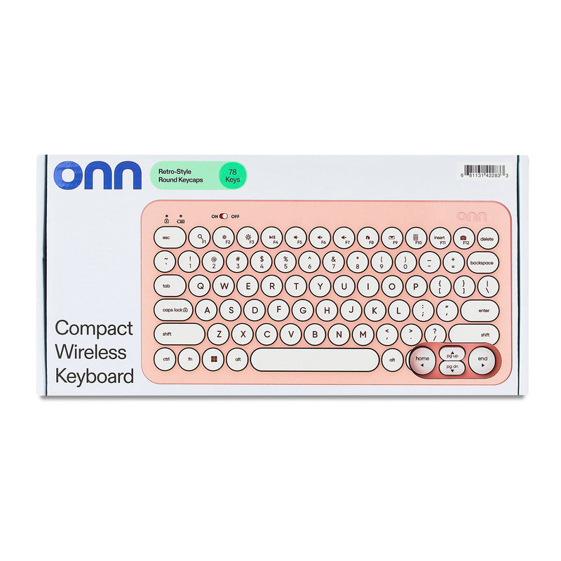 onn Mini Wireless Office Keyboard with USB Receiver, Pearl Blush Pink