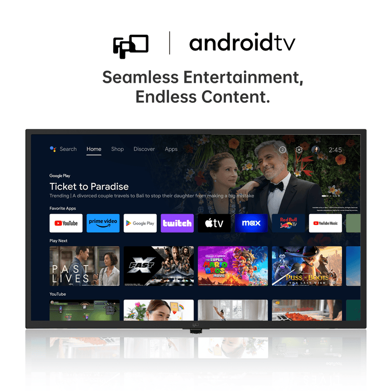 FPD 2025 32 Inch Android Smart TV - HD LED Flat Screen with Google Play, Built-in Chromecast, Voice Remote & WiFi/Bluetooth | Crystal Clear Streaming for Living Room