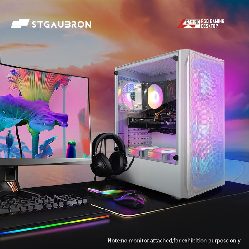 STGAubron Gaming PC Desktop, Intel Core i7, RX 580 8G, 16G RAM,1T SSD, WiFi 6, BT 5.3, RGB Fan x4, Win 11 Home