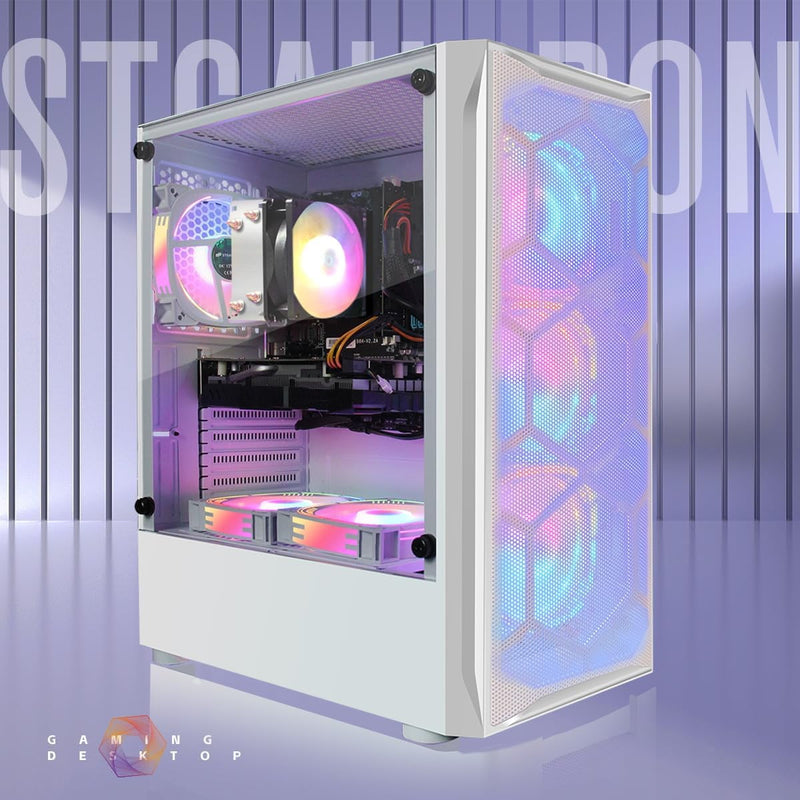 STGAubron Gaming PC Desktop, Intel Core i7, RX 580 8G, 16G RAM,1T SSD, WiFi 6, BT 5.3, RGB Fan x4, Win 11 Home