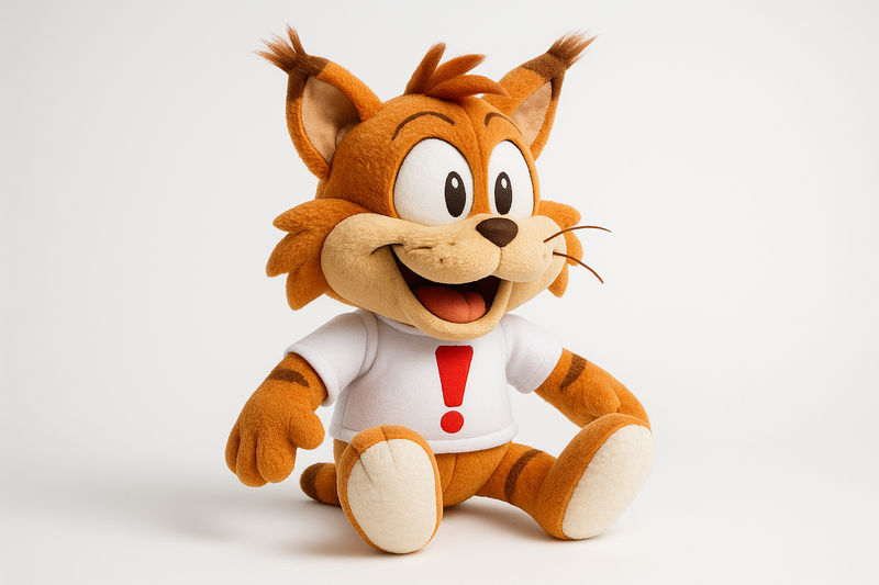 Bubsy Plush - Three-Quarter Angle View
