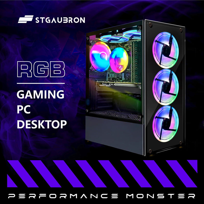 STGAubron Gaming Desktop PC, Intel Core i7 CPU, RTX 3050 6G, 16G RAM, 1T SSD, WiFi 6, BT 5.3, RGB Fan x4, Win 11 Home
