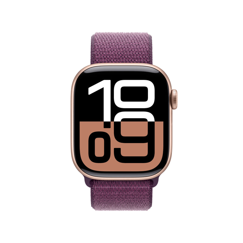 Apple Watch Series 10 GPS + Cellular 42mm Rose Gold Aluminum Case with Plum Sport Loop