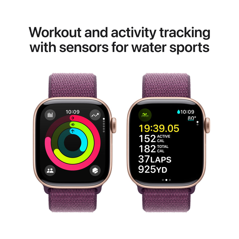 Apple Watch Series 10 GPS + Cellular 42mm Rose Gold Aluminum Case with Plum Sport Loop