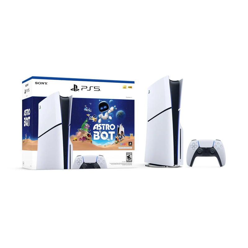 PlayStation 5 Slim Disc 3TB SSD ASTRO BOT Bundle with Two DualSense Controllers and Mytrix Hard Shell Protective Controller Case - PS5 Slim Disc Edition