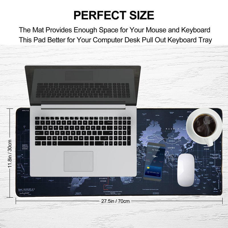 Cmhoo Gaming Mouse Pad 27.5x11.8IN Premium-Textured Non-Slip Rubber & Waterproof Mousepad with Stitched Edges for Gaming, Office & Home 70x30 Ditu02