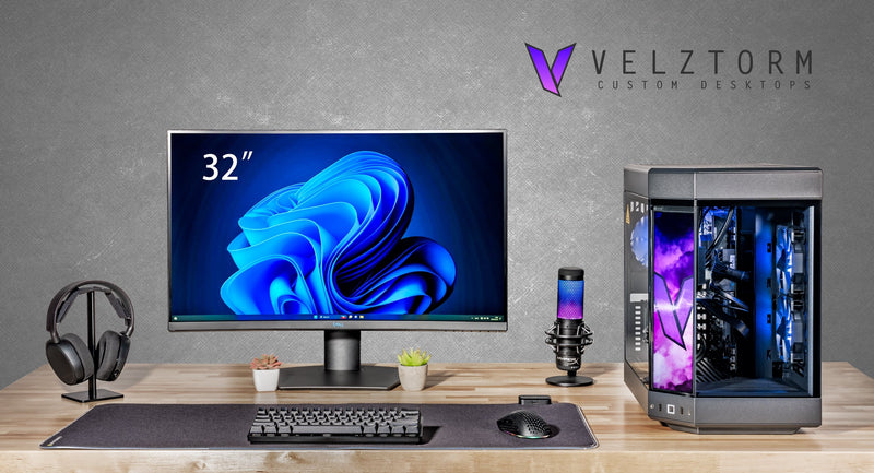 Velztorm LCD Black Praetix Custom Built Gaming Desktop PC (Intel i9-14900K, GeForce RTX 5080, 64GB DDR5, 2TB PCIe SSD + 6TB HDD, RGB Fans, 360mm AIO, 1000W PSU, WiFi 6E, Bluetooth 5.2, Win 11 Home)