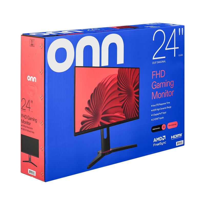 onn 24" FHD (1920 x 1080p) 180hz 1ms FreeSync Gaming Monitor with HDMI and DP Cables, Black
