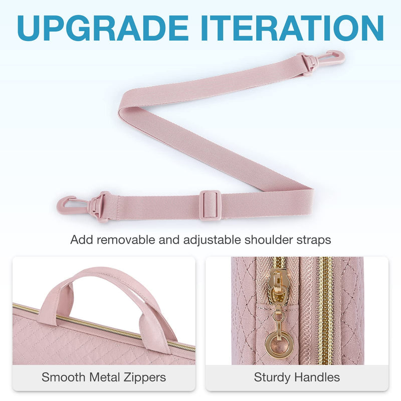 BAGSMART 15.6"-16" Laptop Shoulder Bag Laptop Sleeve Case Compatible with MacBook Pro, HP, Dell, Acer Aspire, Asus Notebook, Shockproof Soft Padded Zipper Cover Carrying Computer Bag, Pink