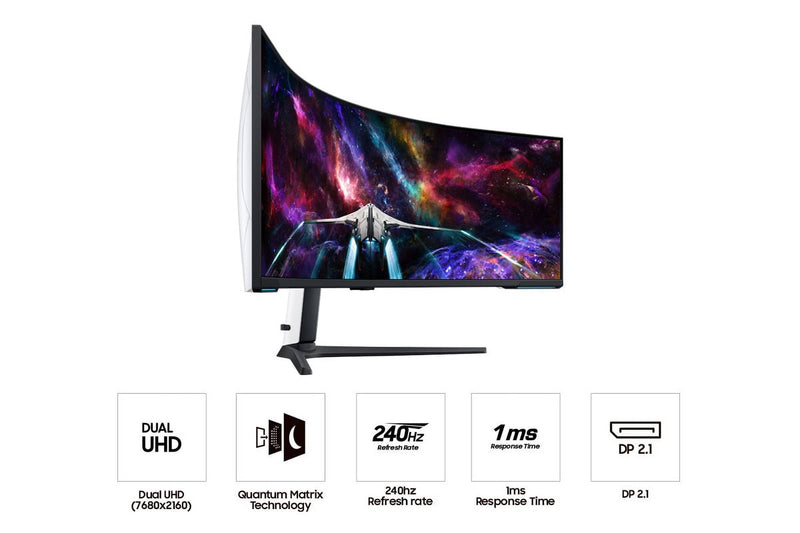 SAMSUNG 57" Odyssey Neo G9 Dual 4K UHD Quantum Mini-LED 240Hz 1ms HDR 1000 Curved Gaming Monitor