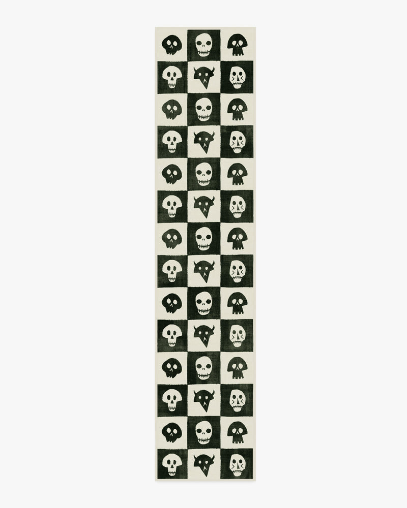Grim Grins Black & Ivory Flatwoven Rug