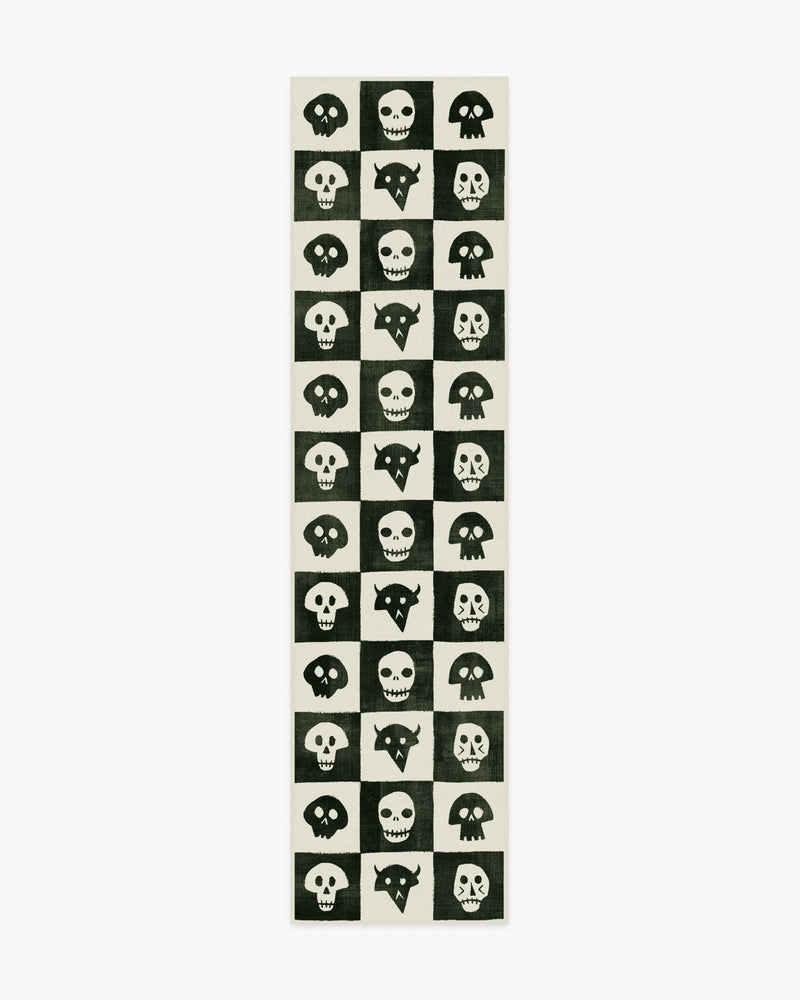 Grim Grins Black & Ivory Flatwoven Rug